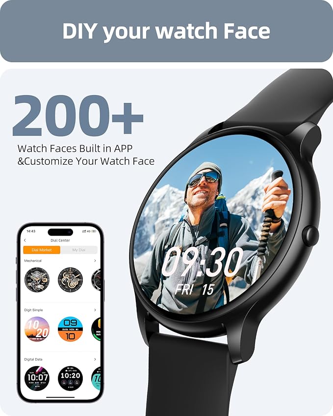 Parsonver Smart Watch for Men Women, HD Screen Fitness Tracker IP68 Waterproof