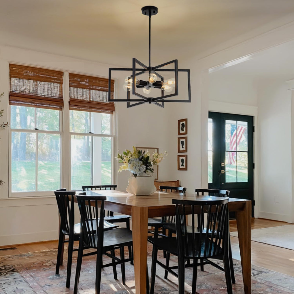 23.6” Black Chandelier for Dining Room 6 Light Kitchen Chandelier over Table ...
