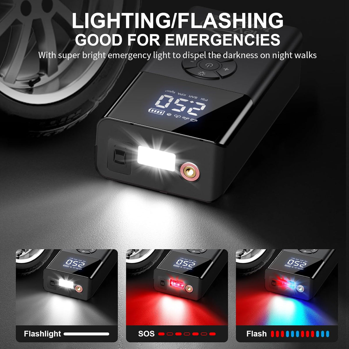 Jump Starter with Air Compressor, 8000A 180PSI, Portable Car Battery Jump Sta...