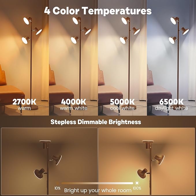 SIBRILLE 36W LED Tree Floor Lamp, Modern Dimmable Standing Lamp