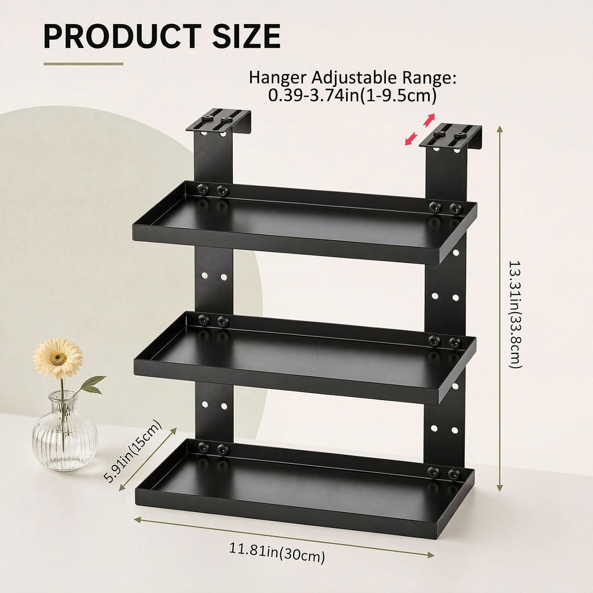 1 Pcs 3 Tier Square Large Cubicle Rectangle Shelf with Hooks