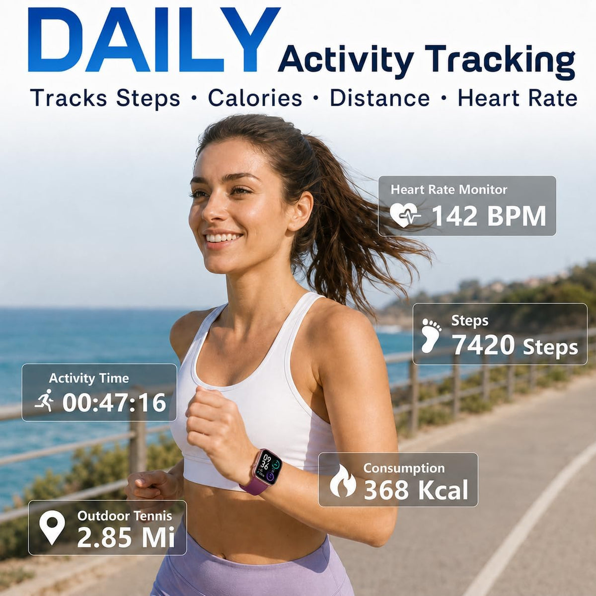 Senior-Friendly Pedometer Watch, Step Counter, No App or Phone Required