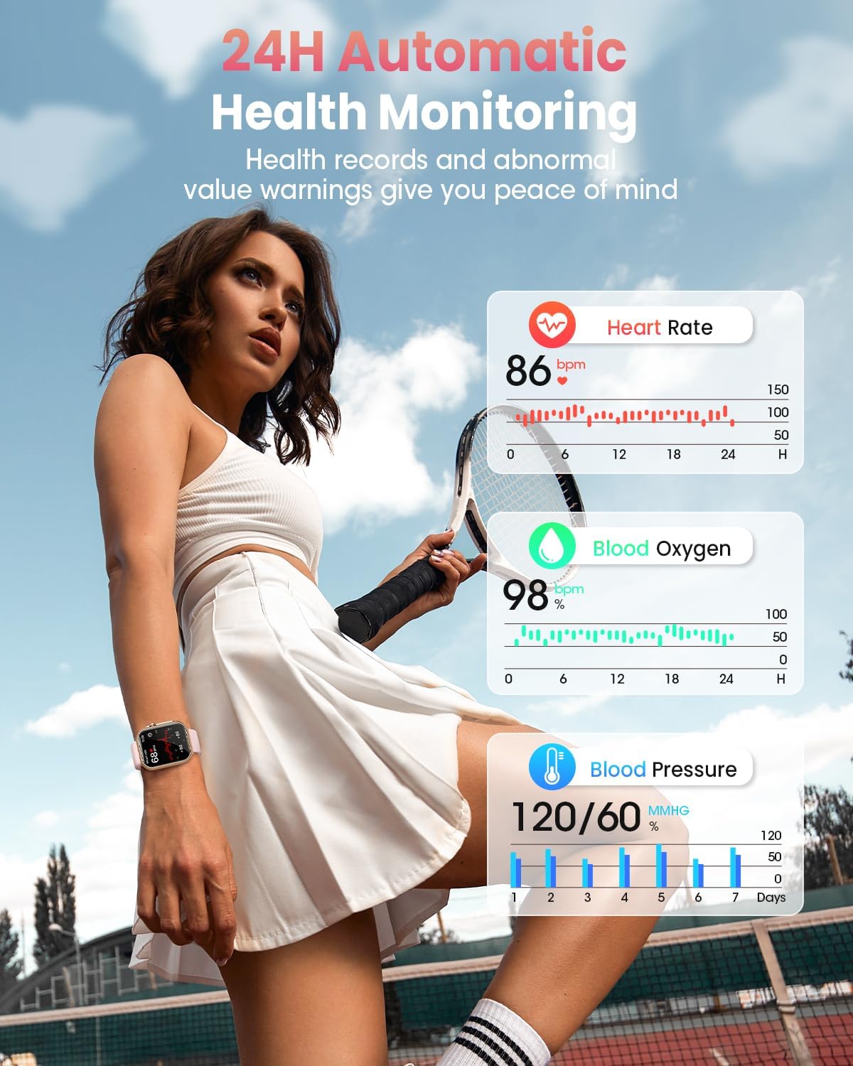 Smart Watches for Women,1.85"Fitness Trackers with Answer/Call,with 2 Bands