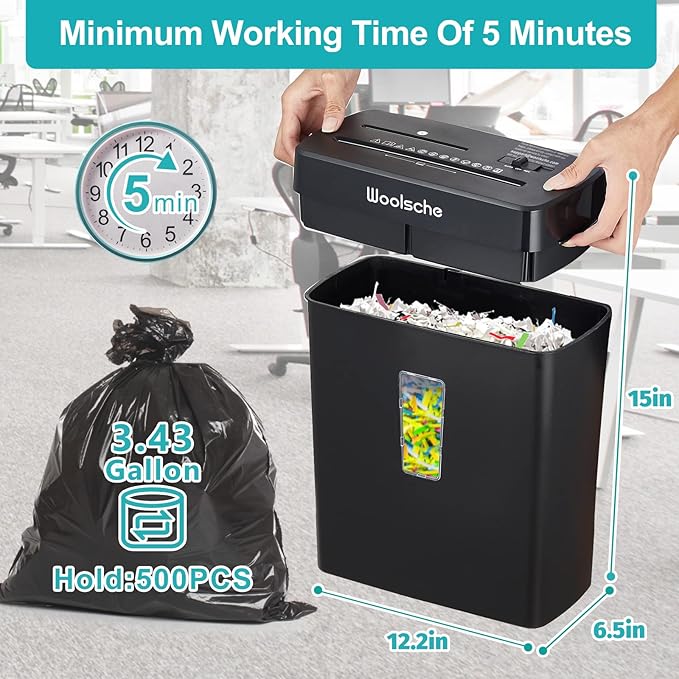 Woolsche Paper Shredder, 10-Sheet Cross Cut