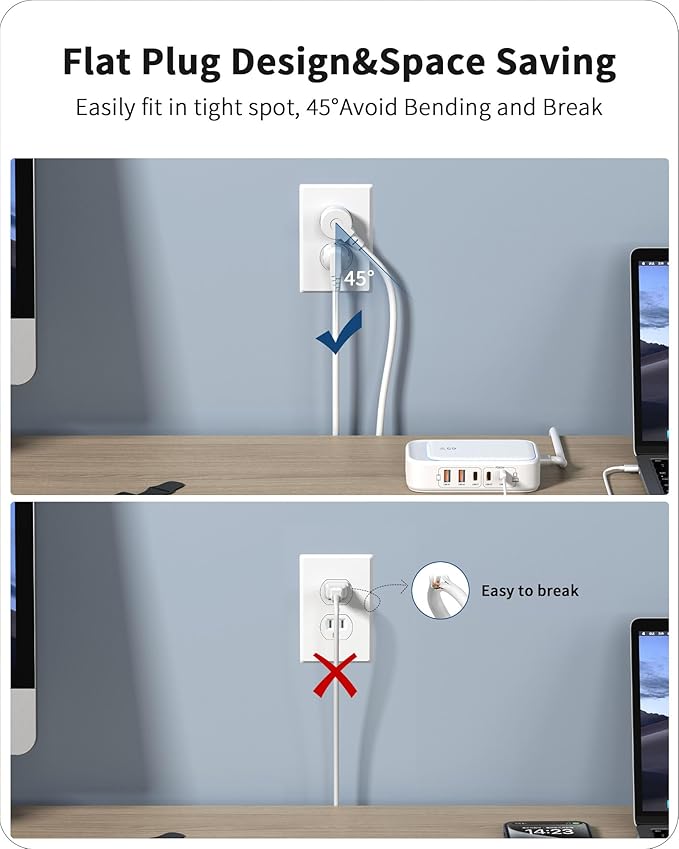 KWRNVO 7-in-1 Power Strip, 85W PD USB C Power Strip