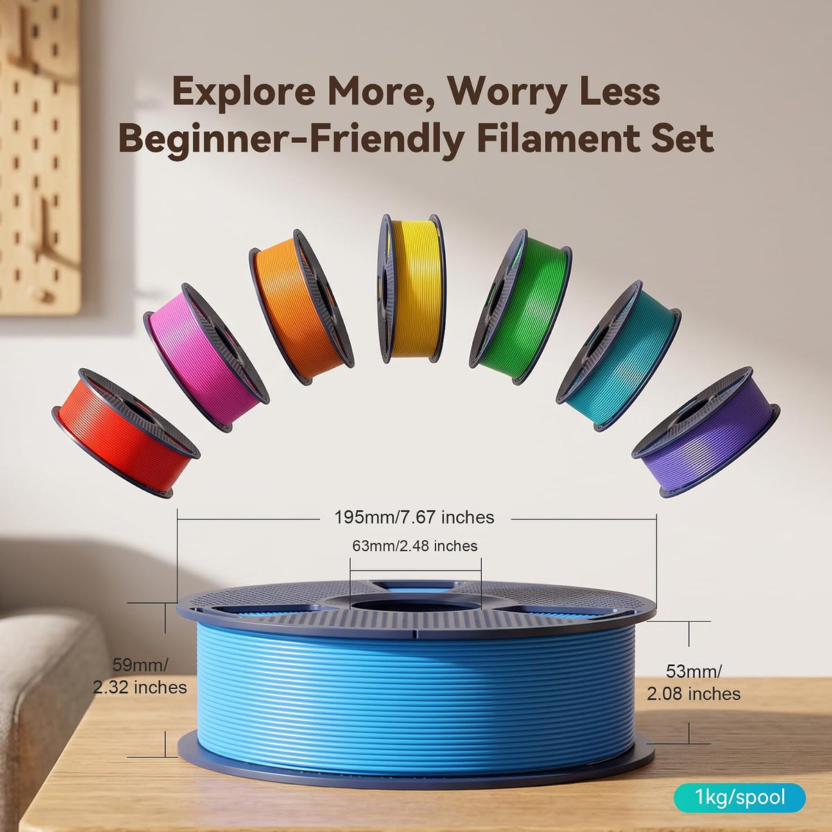 SUNLU PETG2.0 3D Printer Filament, Multicolor, 4-Pack (4KG)