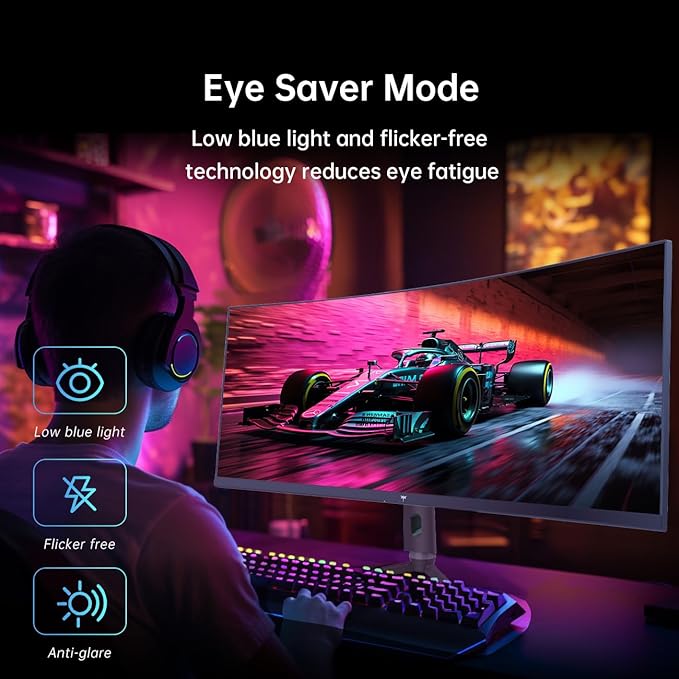 KTC 34 Inch Ultrawide Monitor, 180Hz WQHD 3440X1440 Curved Gaming Monitor