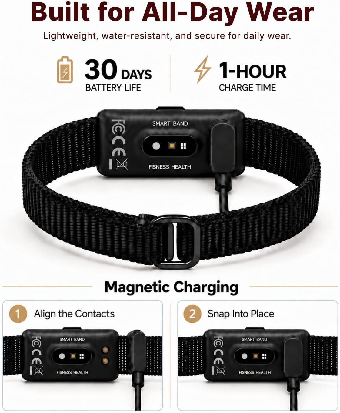 Yeevan Screenless Fitness Trackers, No Subscription, 30-Day Battery, Alarms
