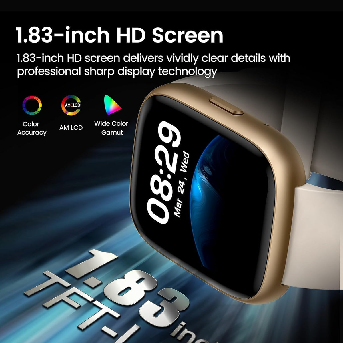 Smart Watch with Alexa Built-in, 1.83" HD Bluetooth Calling Fitness Tracker