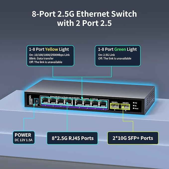 10 Port 2.5Gb Unmanaged Ethernet Switch