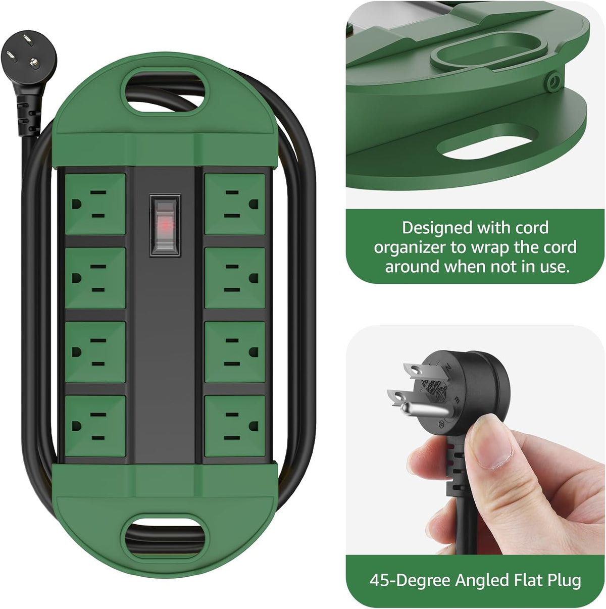 CCCEI Outdoor Power Strip Weatherproof with 8 Plug, Waterproof Extension Cord...