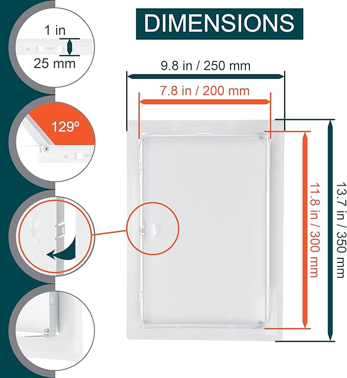 8" x 12" White Metal Access Panel. Service Shaft Door Panel. Plumbing,