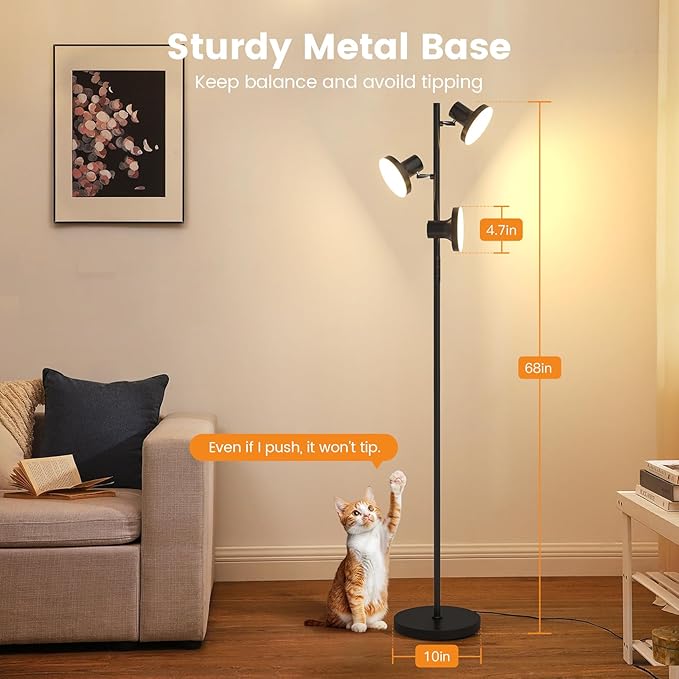 SIBRILLE 36W LED Tree Floor Lamp, Modern Dimmable Standing Lamp