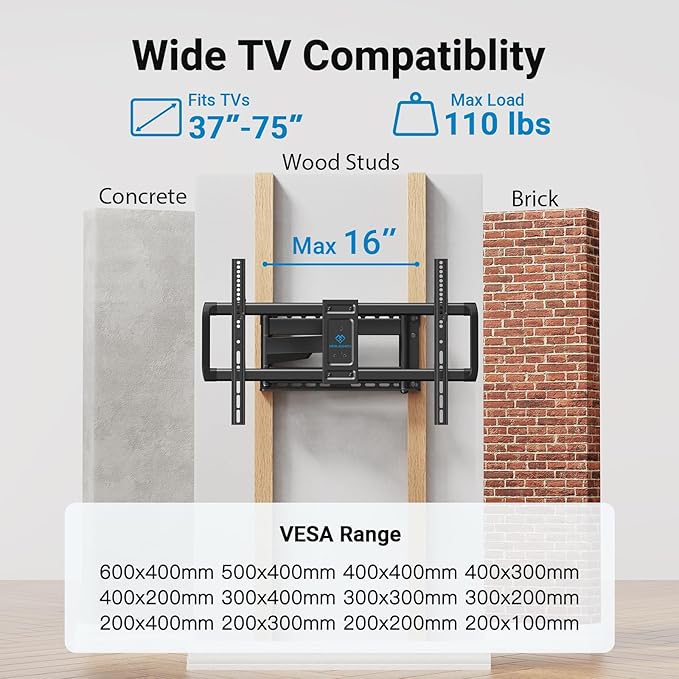 PERLESMITH Long Arm TV Wall Mount Full Motion