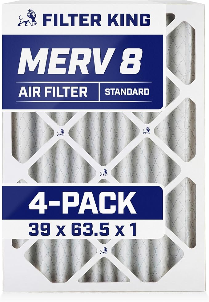 Filter King 39x63.5x1 Air Filter | 4-PACK | MERV 8 HVAC Pleated A/C Furnace