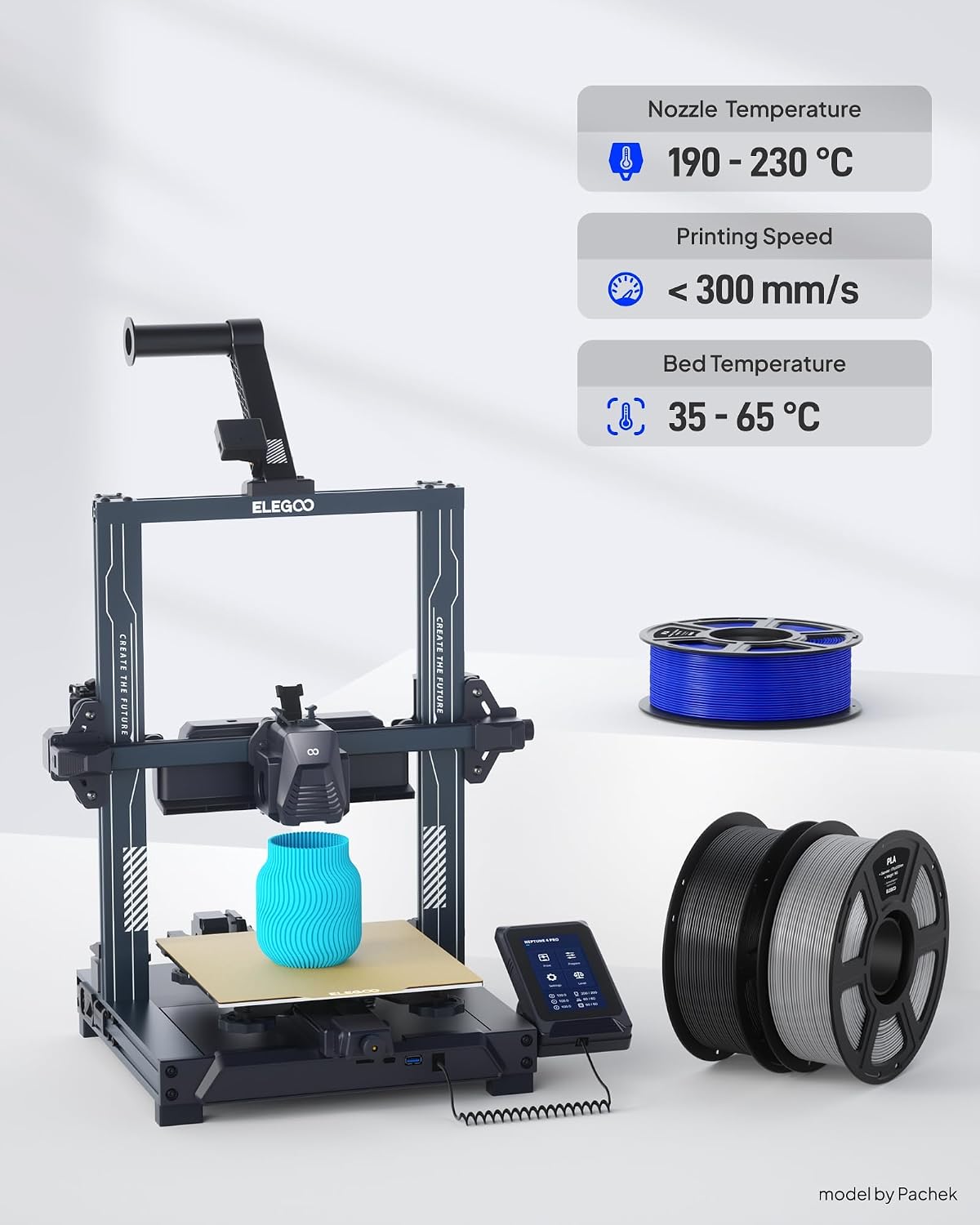 ELEGOO PLA 3D Printer Filament Bundle 4KG Pink/Purple/Sky Blue/Sea Green