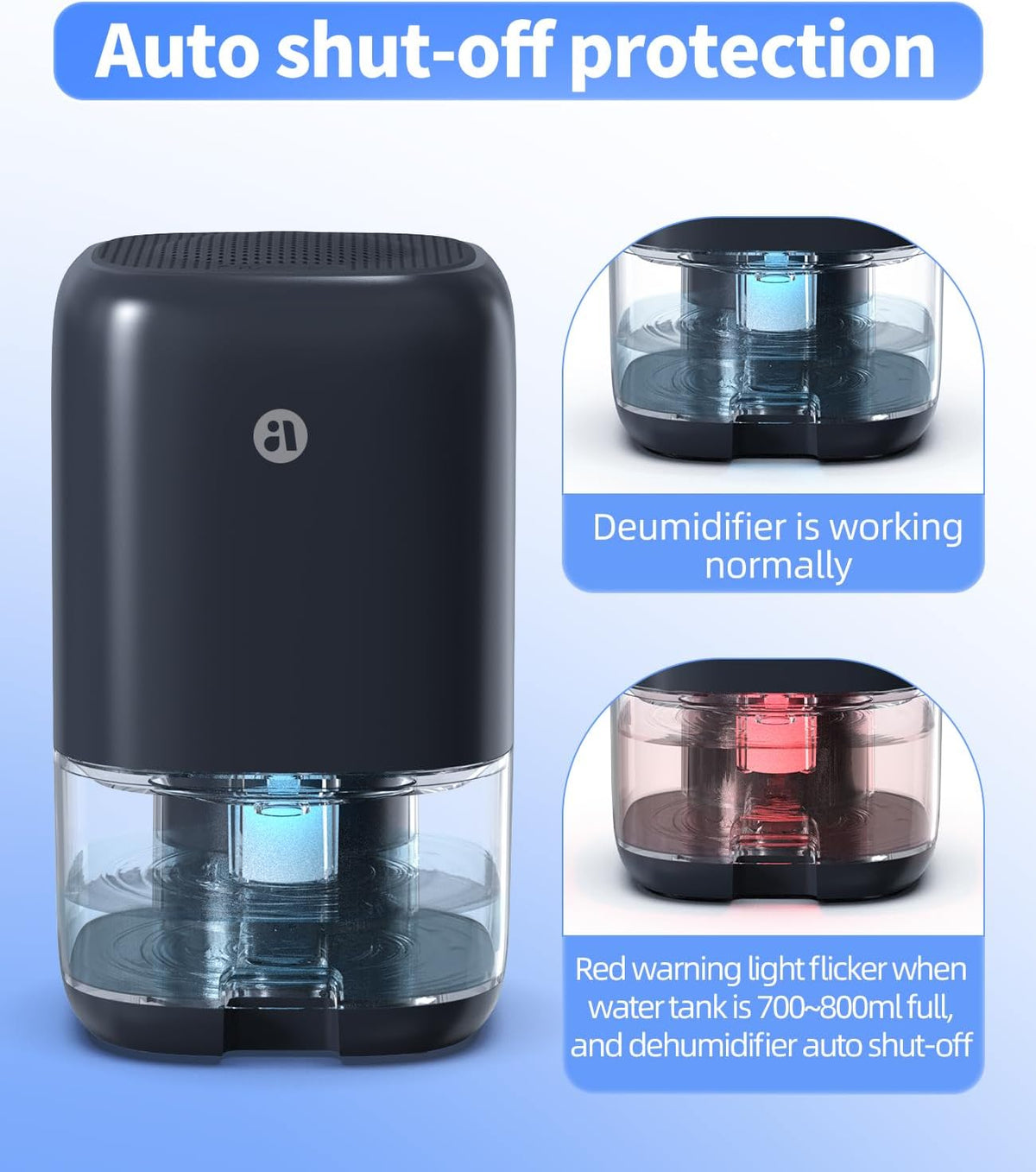 TABYIK 35 OZ Dehumidifier for Bedroom RV, Quiet with Auto Shut Off, Blue