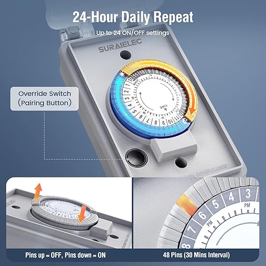 SURAIELEC 40A 240V 3HP Outdoor Timer Switch