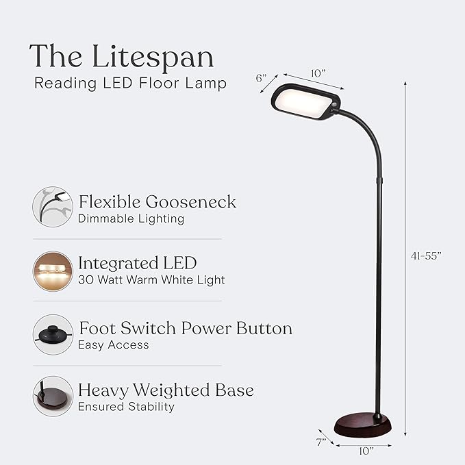 Brightech Litespan Slim LED Floor Reading Lamp