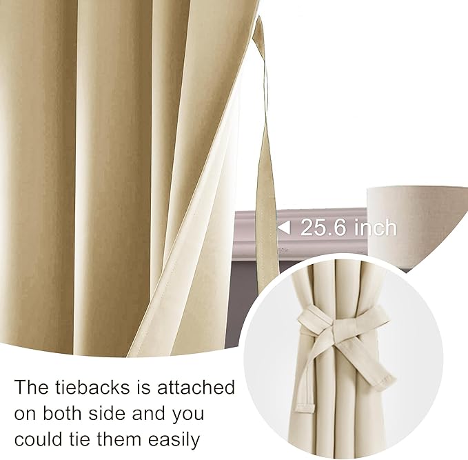 JIUZHEN Blackout Curtains for Bedroom– Thermal Insulated, Noise Reducing Room