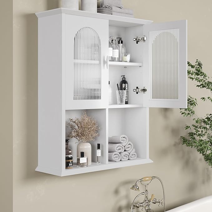 CJL Bathroom Wall Cabinet with Fluted Door, 23.6'' x 29.5'' M...