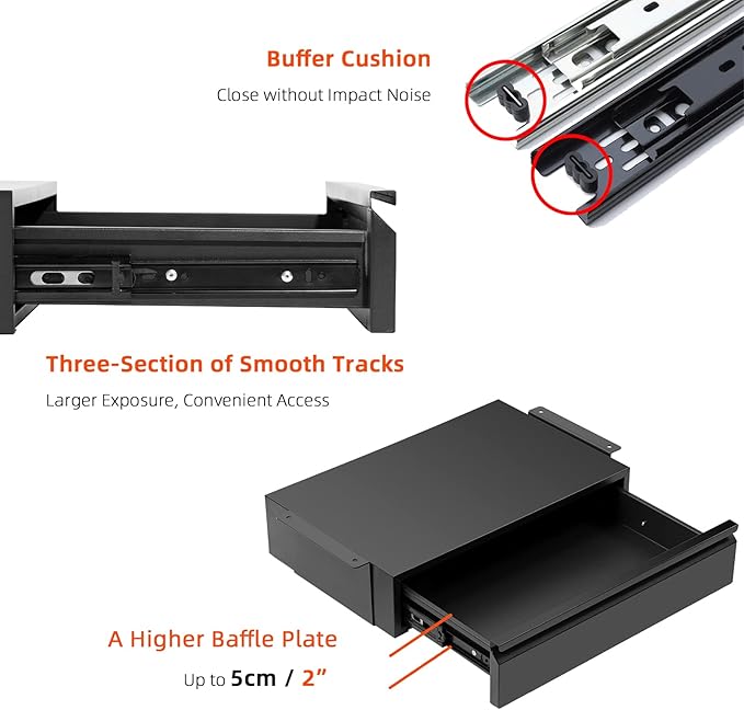 1 Pack Under Desk Drawer 18", Pull-out Storage Organizer