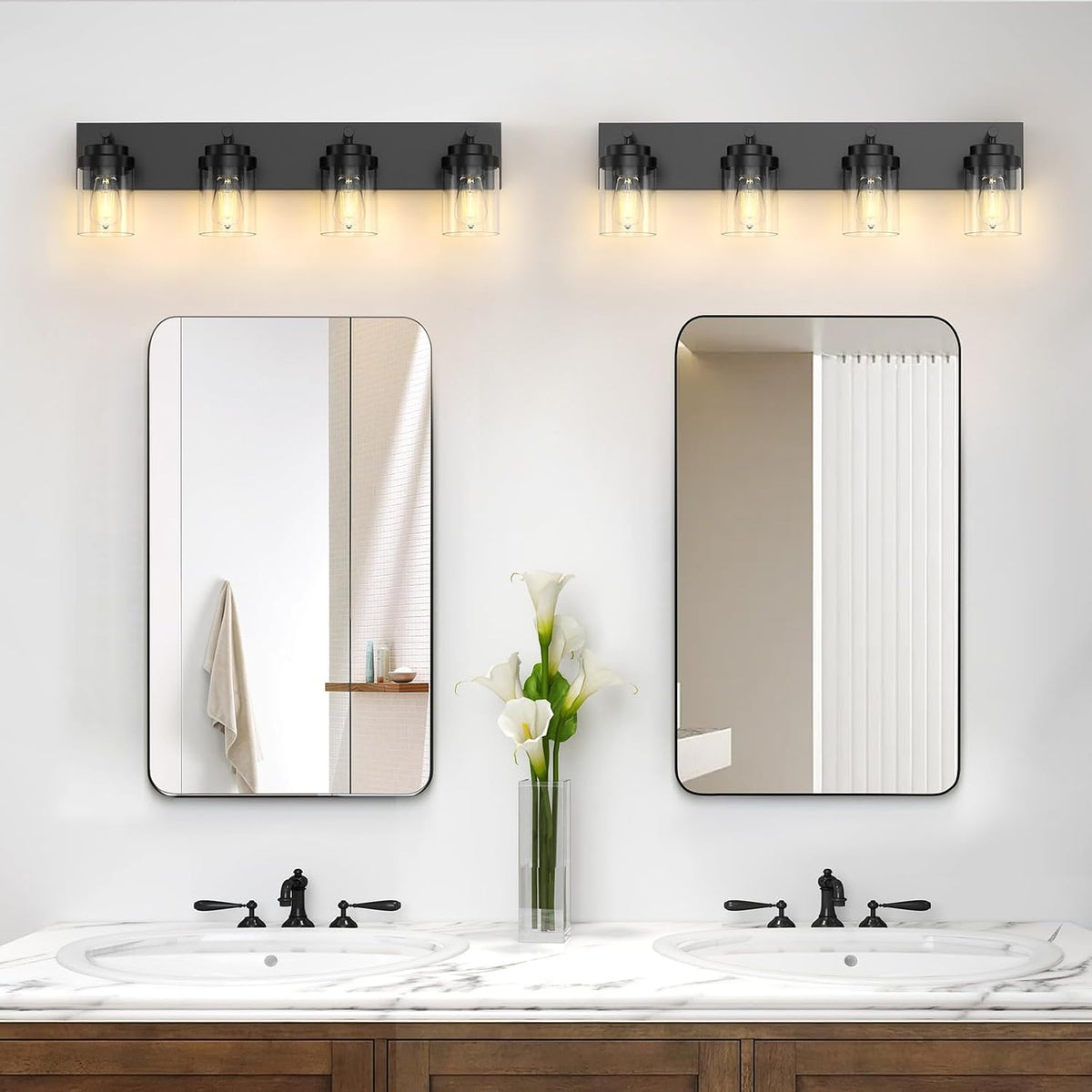 IZORRO Bathroom Vanity Light Fixture, 4-Light 30 Inch Matte Black Bathroom Li...