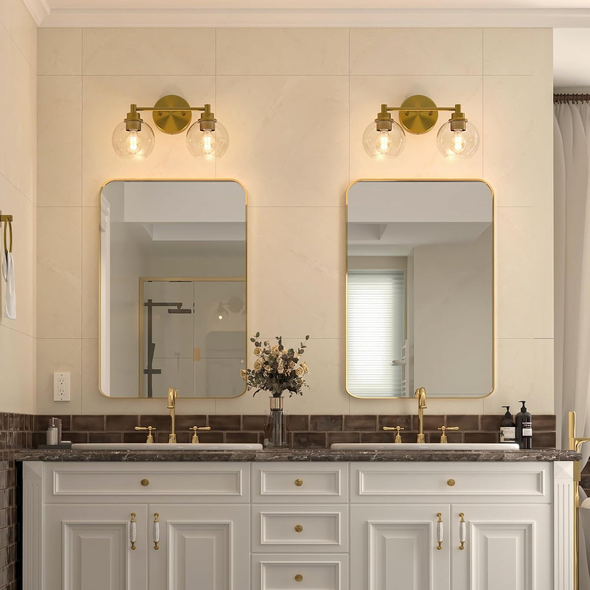 VONLUCE 2 Light Bathroom Vanity Light Fixtures, Gold Finish