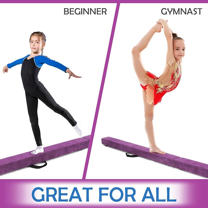 Giantex 7FT/8FT/9FT Balance Beam, Folding Gymnastics Beam w/Carry Handles