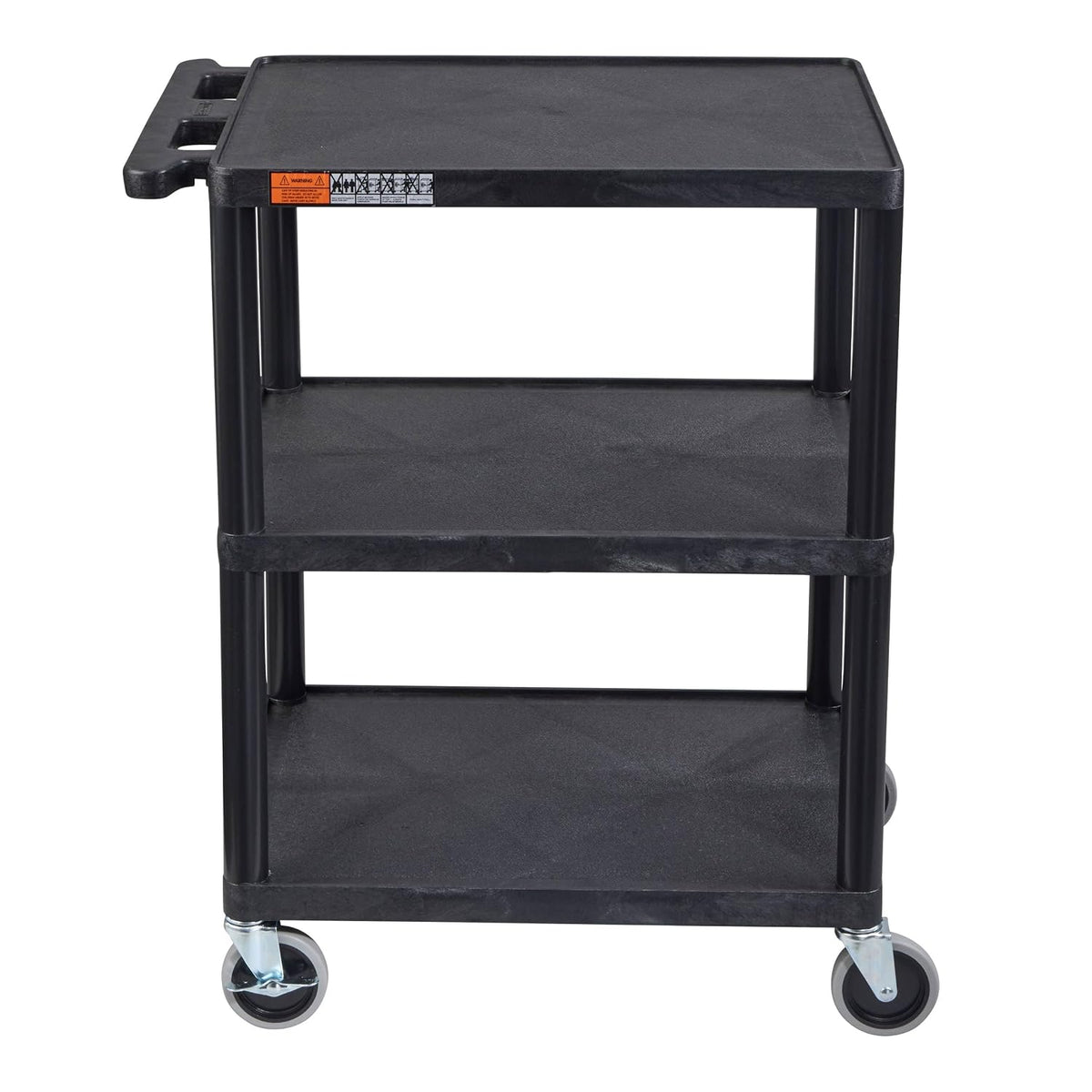 LUXOR STC222-B 3-Shelf Utility Cart, Black