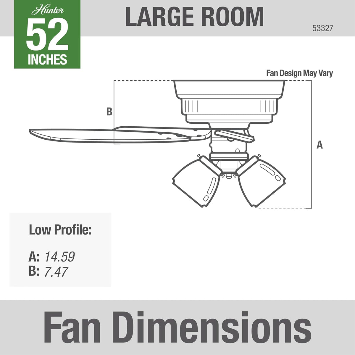 Hunter Builder, Indoor, Ceiling Fan, with LED Lights, 52 inch, New Bronze