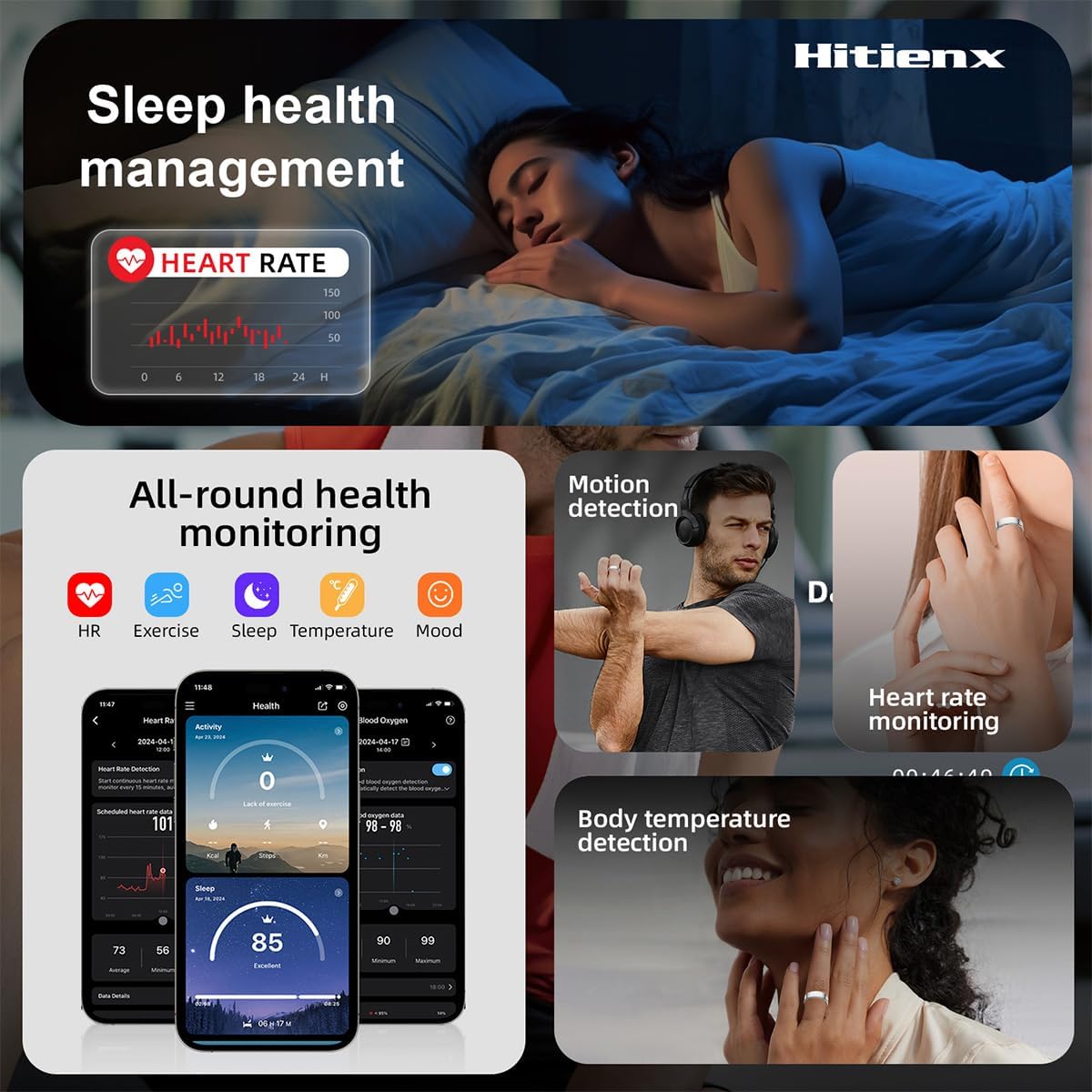 Smart Ring 3 for Women & Men, Sleep & Fitness Tracker (Silver, 9)