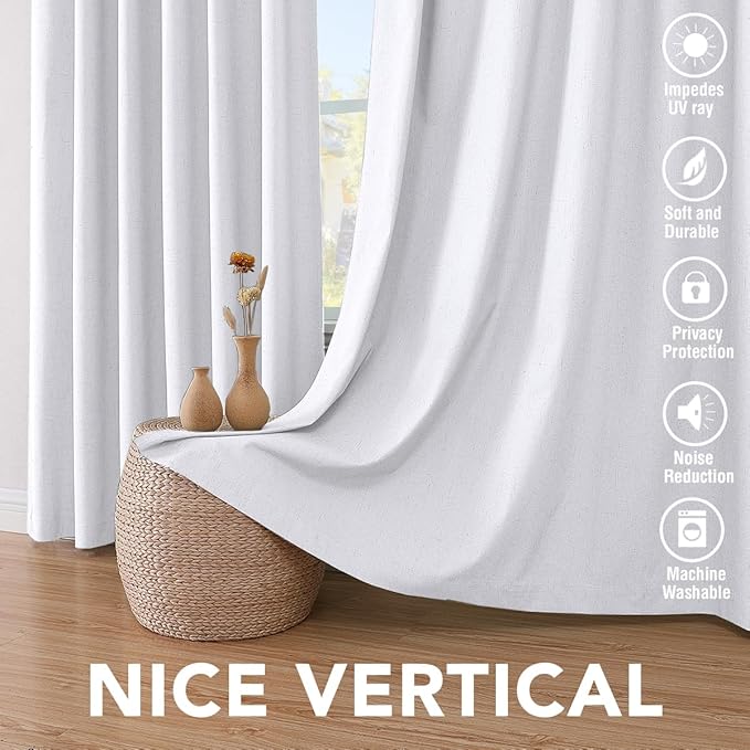 H.VERSAILTEX Linen Blackout Curtains 63 Inches Long 100% Blackout Thermal