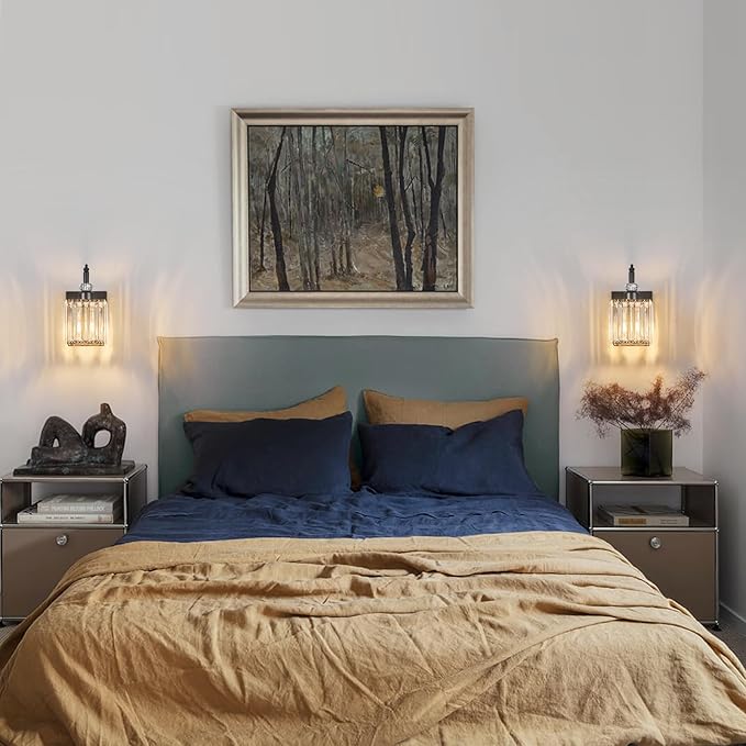 BBLLWJ Modern Wall Sconces Set of Two Black Wall Sconces Indoor Wall Lamp