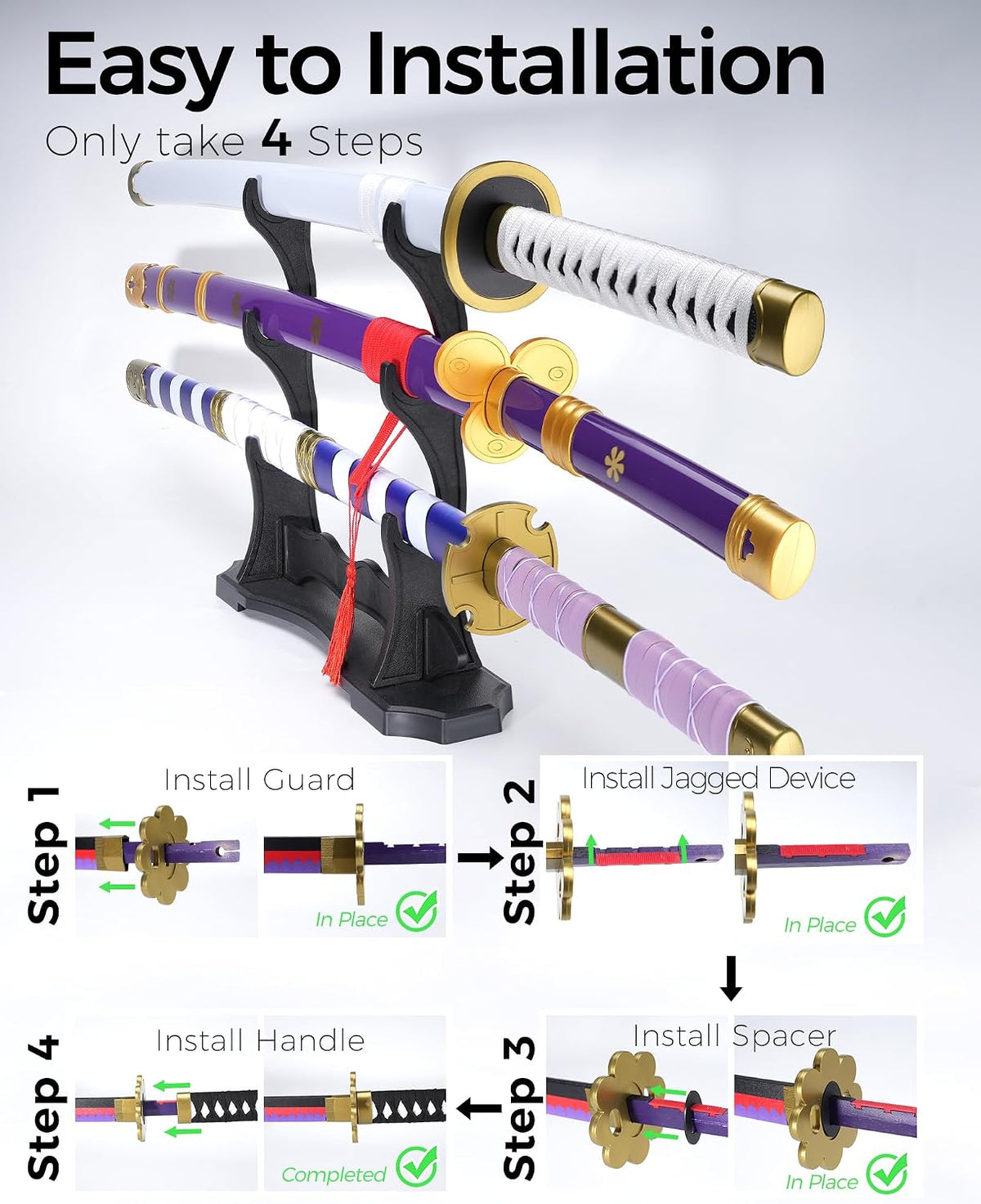 Cold Blade Katana Sword - 41 inches Katana Replica with Holster Belt and Disp...
