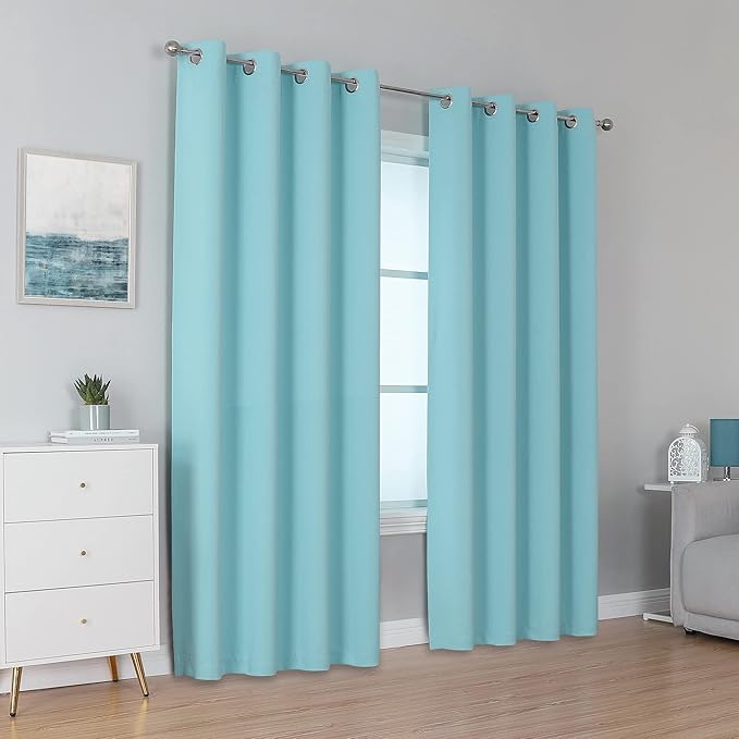DUALIFE Aqua Curtains for Living Room Bedroom Light Blocking Window Curtains