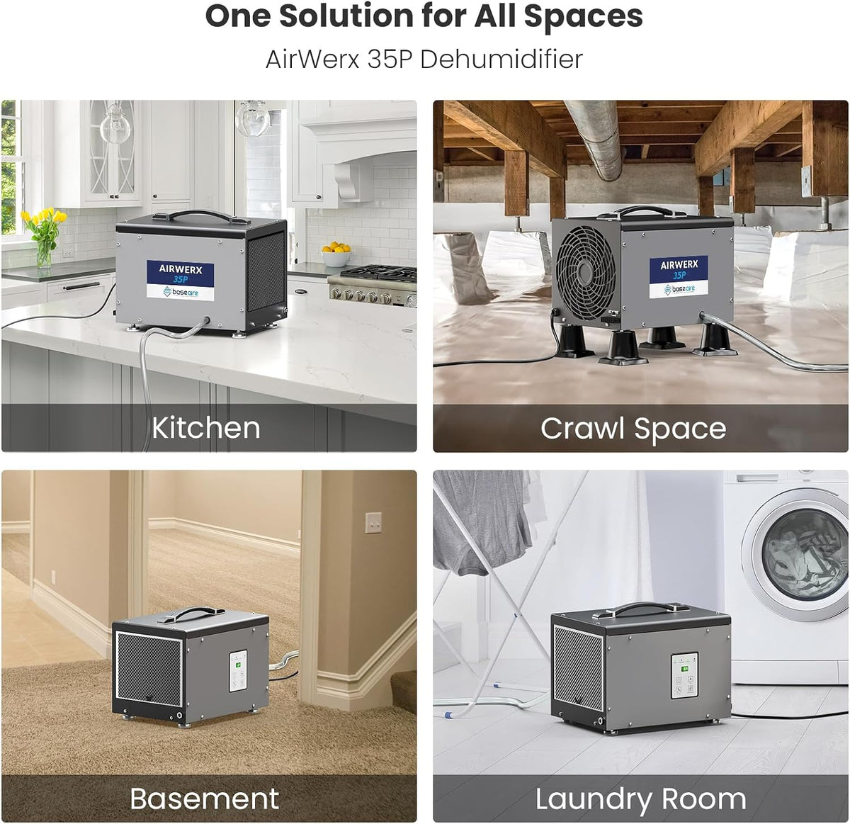 BaseAire Crawlspace 70 PPD Dehumidifier with Pump for 1000 Sq Ft