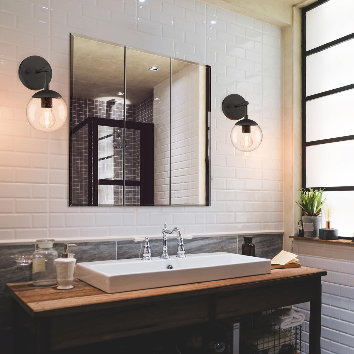 Design House Cyprus Bathroom Medicine Cabinet with Mirror, 25 Inch Recessed o...