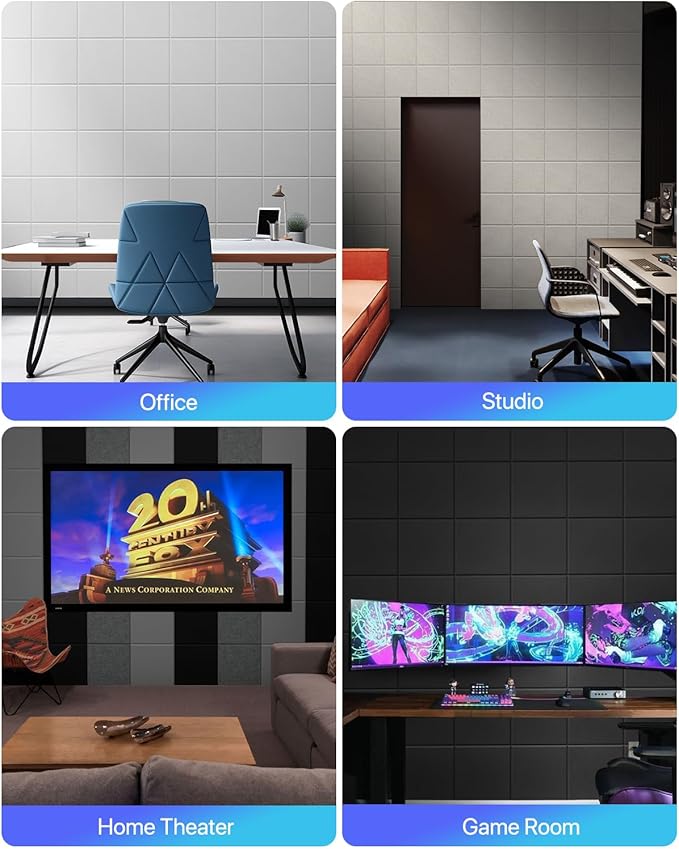 18 Pack Soundproof Wall Panels Self-Adhesive, Square Sound Proof Foam Panels