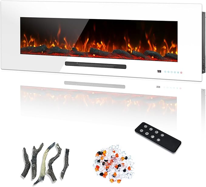 50" Electric Fireplace, Recessed & Wall Mounted Fireplace Heater 13 * 13 Colors