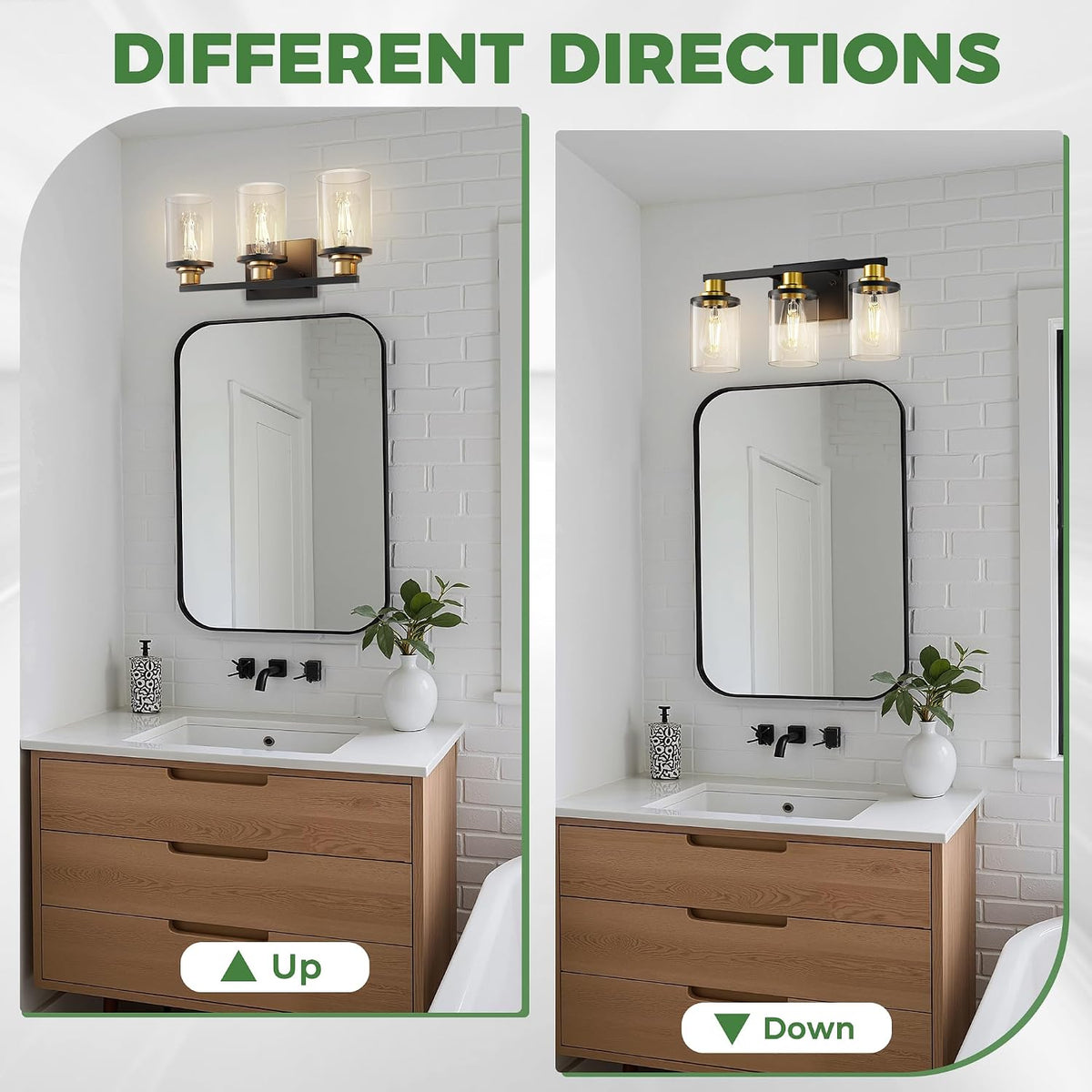DORESshop Bathroom Light Fixtures Over Mirror, Black and Gold Vanity Lights