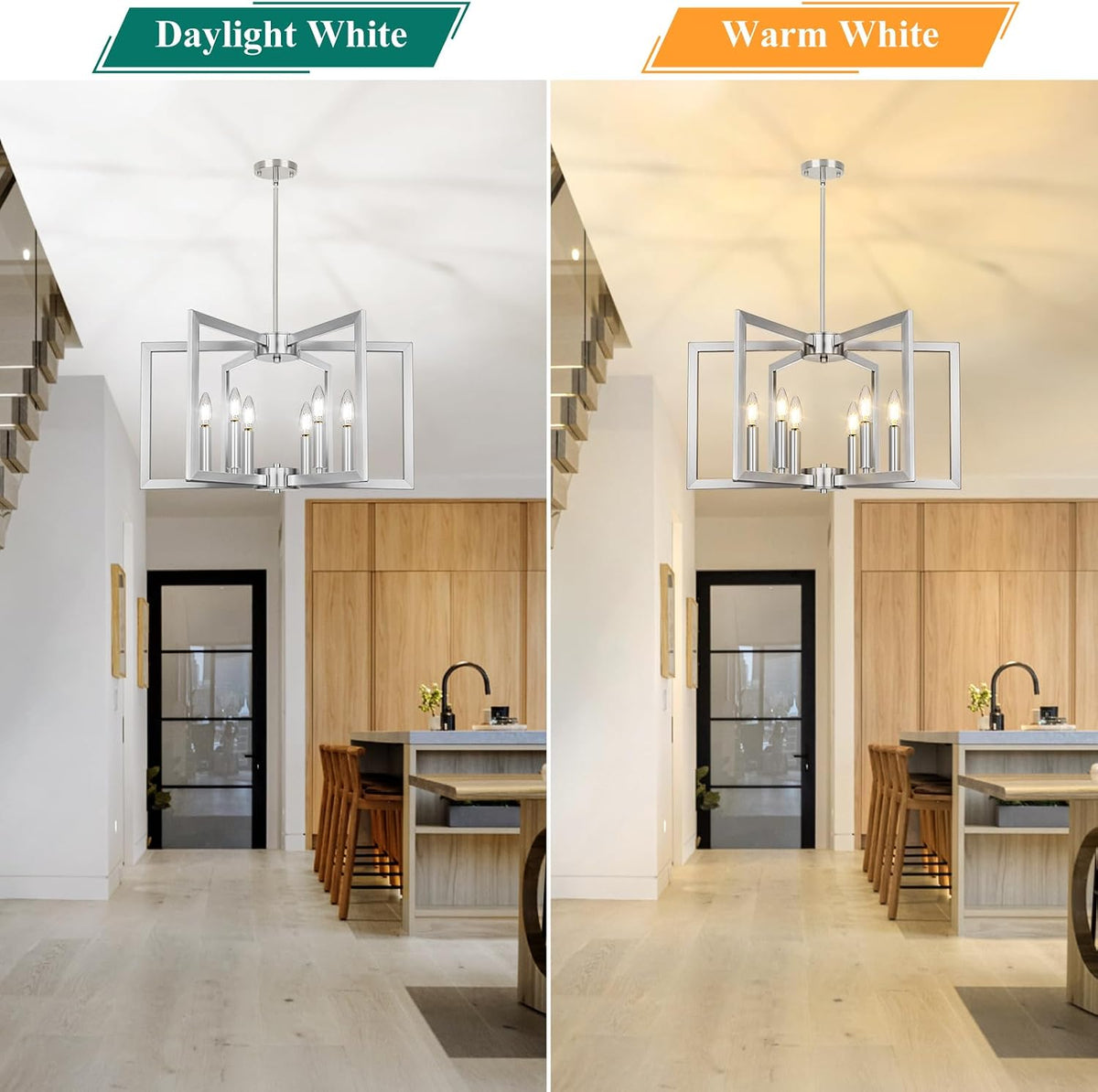 20"-62" Height Adjustable Brushed Nickel Kitchen Chandelier for Din...
