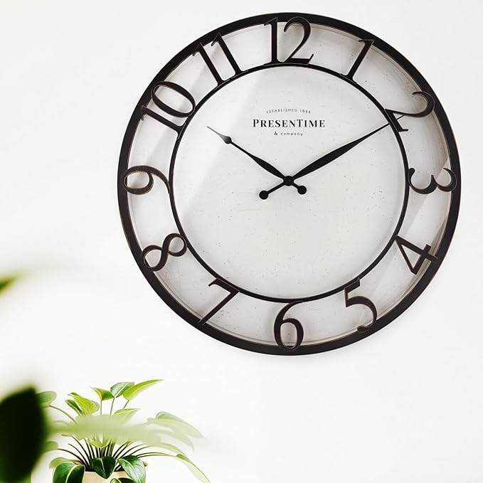 Presentime & Co 21" Farmhouse Series Wall Clock, Vintage Style, Retr...