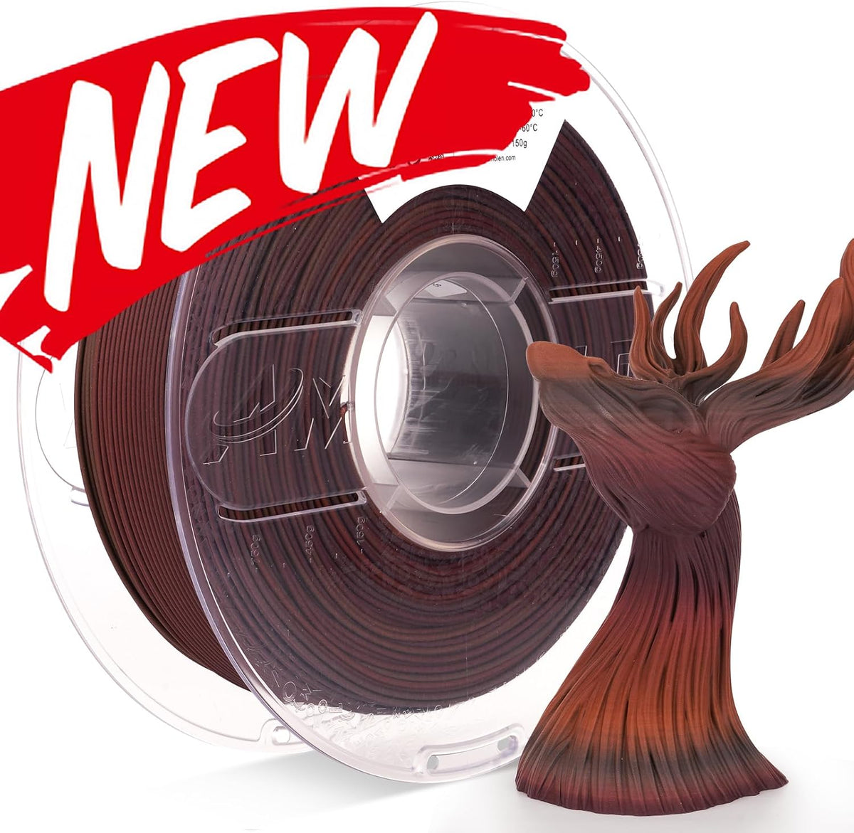 AMOLEN Wood PLA 3D Printer Filament 1.75mm Dark Wood Rainbow 1KG