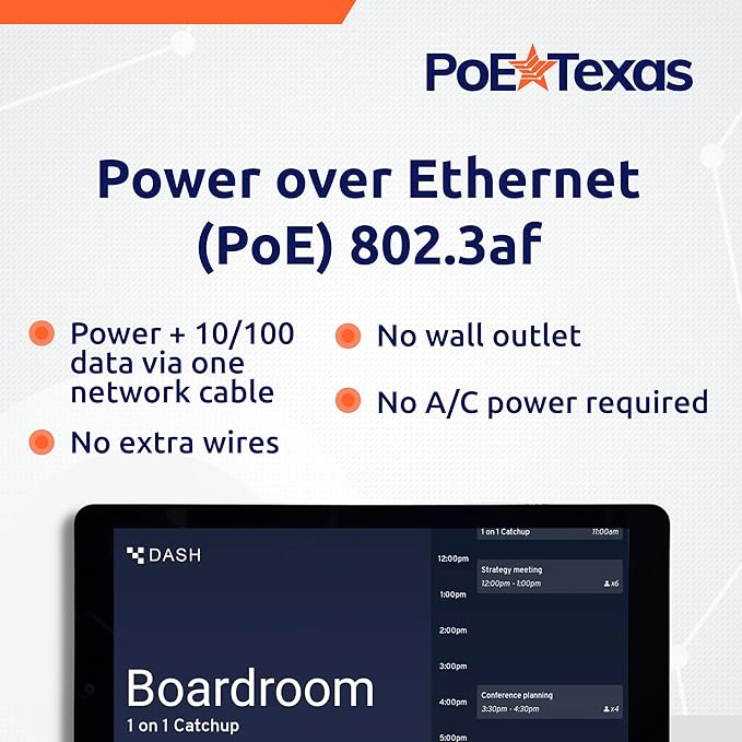 PoE Texas 8" Touchscreen Meeting Room Scheduler Tablet