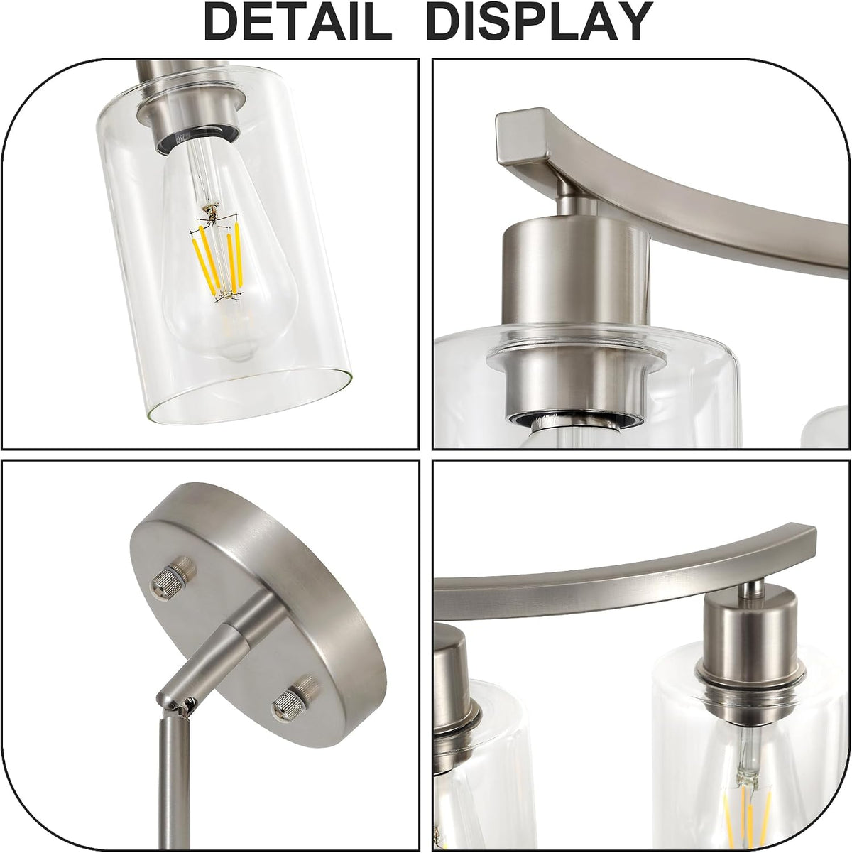 3 Light Brushed Nickel Dining Room Light Fixture,Modern Kitchen Chandeliers O...