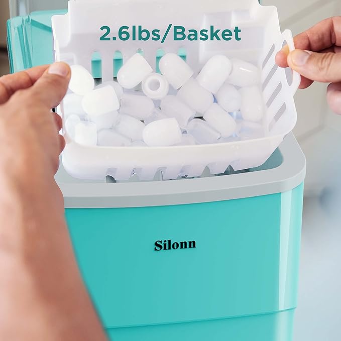 Silonn Ice Makers Countertop, 9 Cubes Ready in 6 Mins, Self-Cleaning Ice Machine
