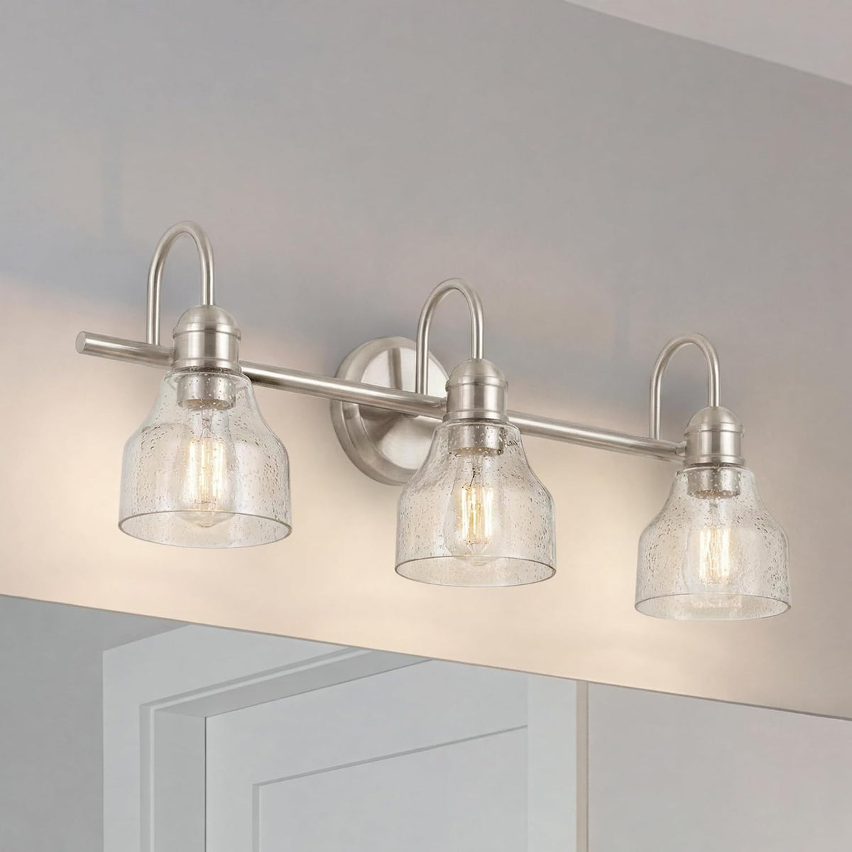 Kichler Avery 3-Light Farmhouse Vanity Light, Brushed Nickel