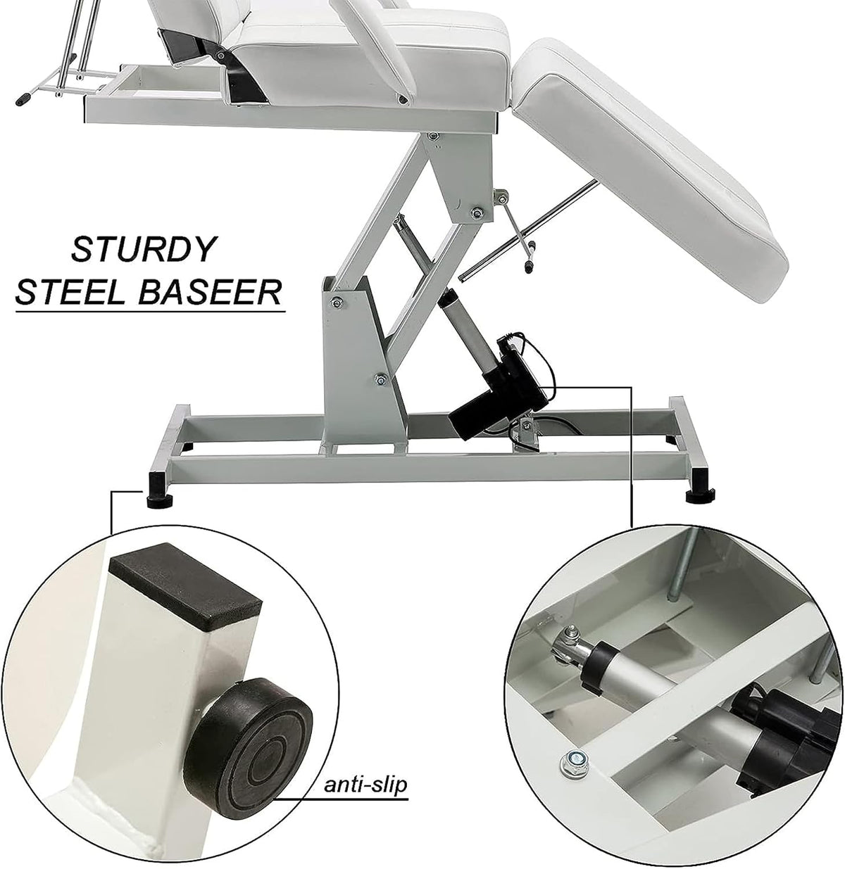 BarberPub Electric Height Adjustable Tattoo Chair Massage Bed White 0100