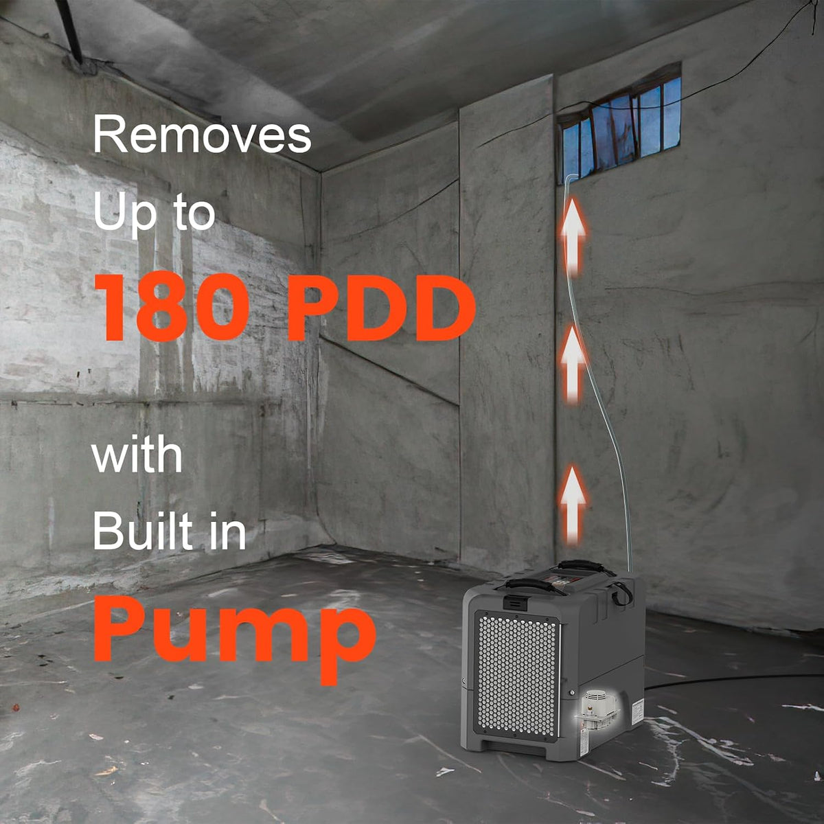 180 PPD LGR Commercial Dehumidifier with Pump and Drain Hose